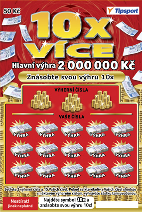Stírací losy Tipsport a.s. - 10x více